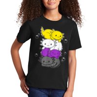 Kawaii Axolotl Pile Nonbinary Flag LGBTQ Kids T-Shirt