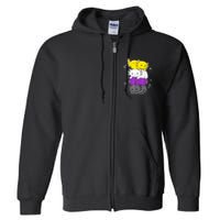 Kawaii Axolotl Pile Nonbinary Flag LGBTQ Full Zip Hoodie