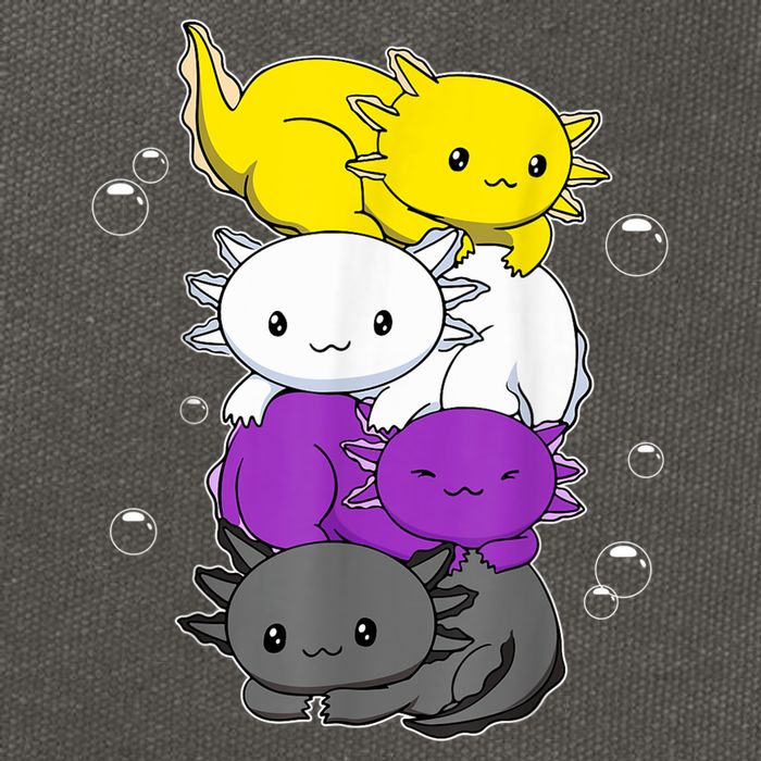 Kawaii Axolotl Pile Nonbinary Flag LGBTQ Cotton Canvas Backpack