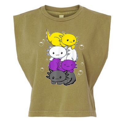 Kawaii Axolotl Pile Nonbinary Flag LGBTQ Garment-Dyed Women's Muscle Tee