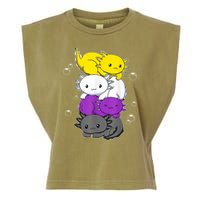 Kawaii Axolotl Pile Nonbinary Flag LGBTQ Garment-Dyed Women's Muscle Tee