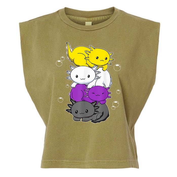 Kawaii Axolotl Pile Nonbinary Flag LGBTQ Garment-Dyed Women's Muscle Tee