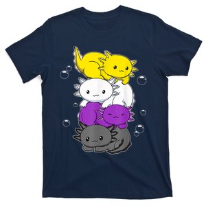 Kawaii Axolotl Pile Nonbinary Flag LGBTQ T-Shirt