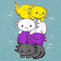 Kawaii Axolotl Pile Nonbinary Flag LGBTQ Sueded Cloud Jersey T-Shirt