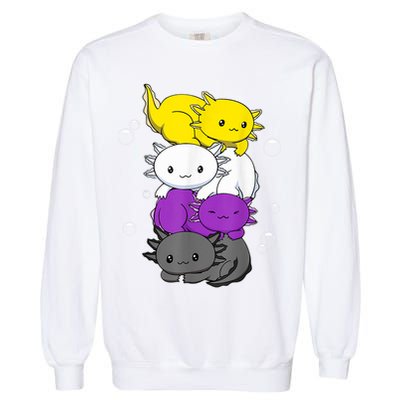 Kawaii Axolotl Pile Nonbinary Flag LGBTQ Garment-Dyed Sweatshirt