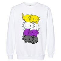 Kawaii Axolotl Pile Nonbinary Flag LGBTQ Garment-Dyed Sweatshirt