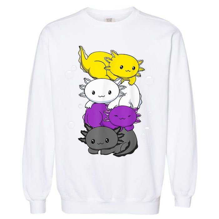 Kawaii Axolotl Pile Nonbinary Flag LGBTQ Garment-Dyed Sweatshirt
