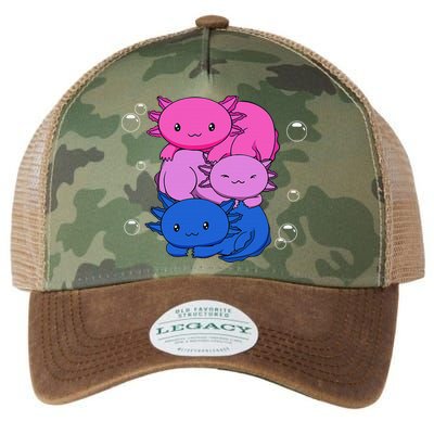 Kawaii Axolotl Pile Bisexual Pride Flag Bi LGBTQ  Legacy Tie Dye Trucker Hat