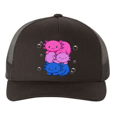 Kawaii Axolotl Pile Bisexual Pride Flag Bi LGBTQ  Yupoong Adult 5-Panel Trucker Hat