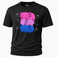 Kawaii Axolotl Pile Bisexual Pride Flag Bi LGBTQ  Cooling Performance Crew T-Shirt