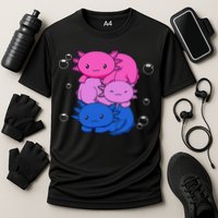 Kawaii Axolotl Pile Bisexual Pride Flag Bi LGBTQ  Cooling Performance Crew T-Shirt