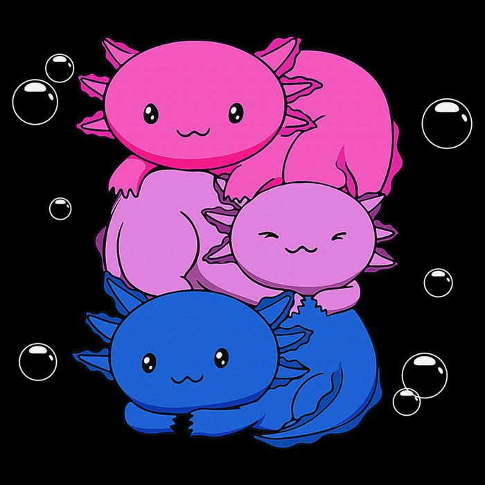 Kawaii Axolotl Pile Bisexual Pride Flag Bi LGBTQ  Cooling Performance Crew T-Shirt