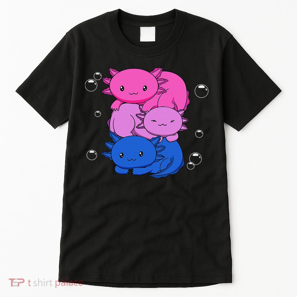 Kawaii Axolotl Pile Bisexual Pride Flag Bi LGBTQ  Tall T-Shirt