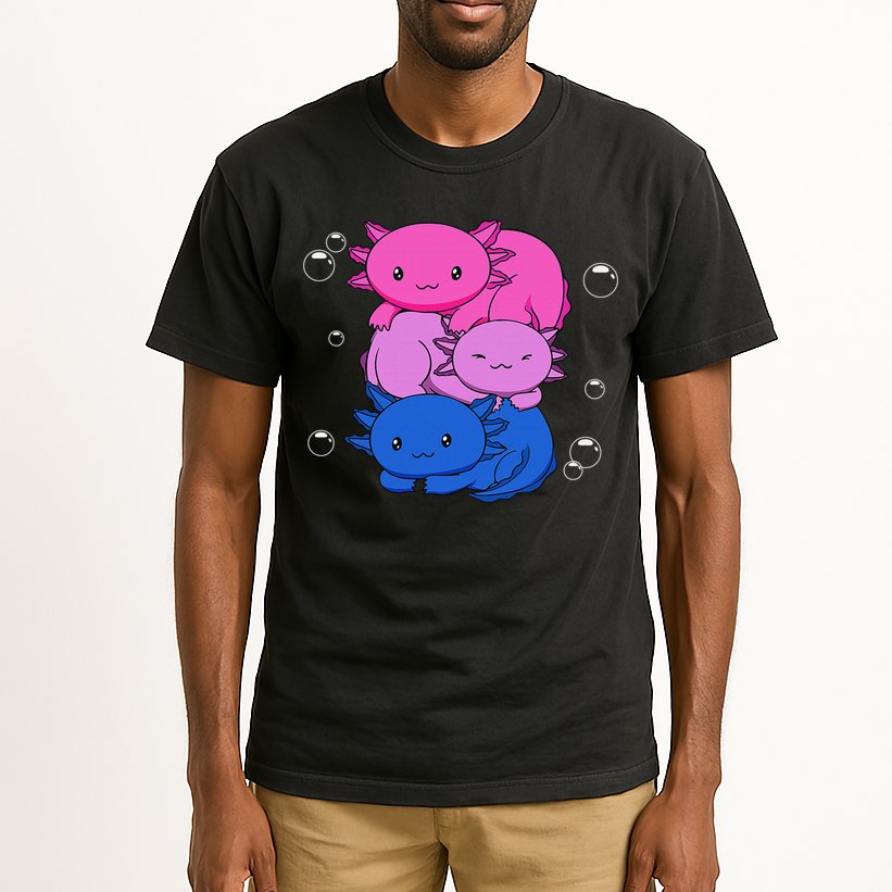 Kawaii Axolotl Pile Bisexual Pride Flag Bi LGBTQ  Tall T-Shirt