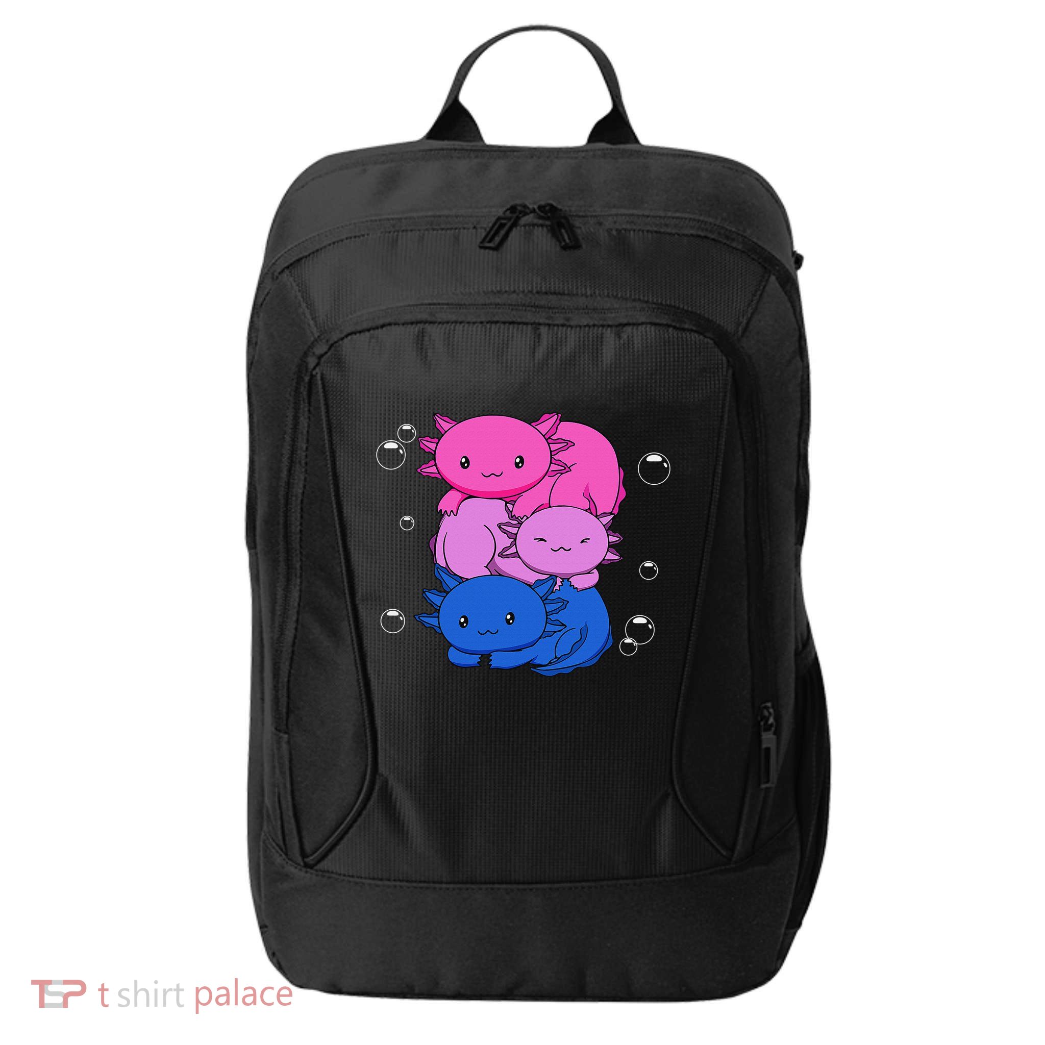 Kawaii Axolotl Pile Bisexual Pride Flag Bi LGBTQ  City Backpack