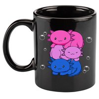 Kawaii Axolotl Pile Bisexual Pride Flag Bi LGBTQ  11oz C Handle Ceramic Mug