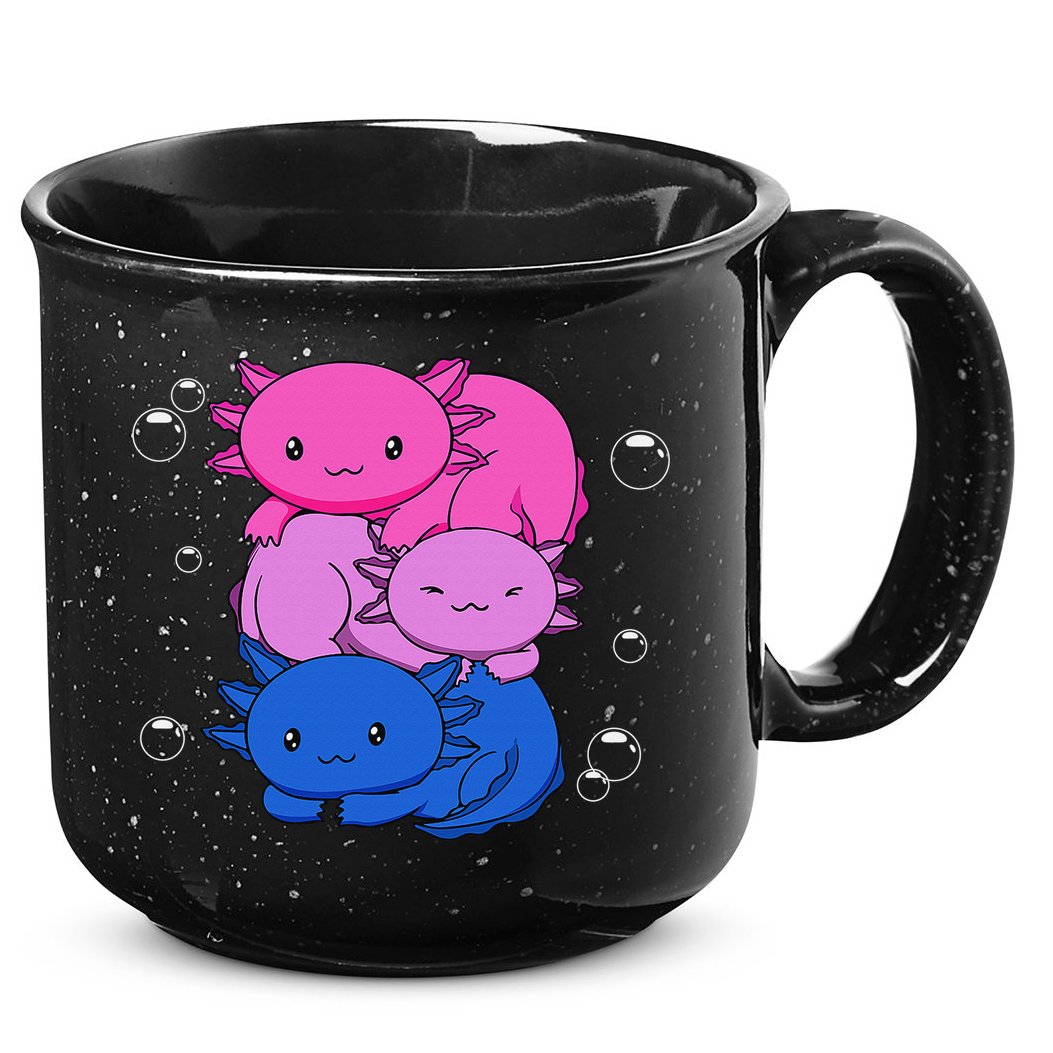 Kawaii Axolotl Pile Bisexual Pride Flag Bi LGBTQ  15oz Campfire Ceramic Mug