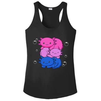Kawaii Axolotl Pile Bisexual Pride Flag Bi LGBTQ  Ladies PosiCharge Competitor Racerback Tank