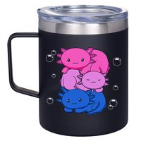 Kawaii Axolotl Pile Bisexual Pride Flag Bi LGBTQ  12oz Stainless Steel Coffee Mug