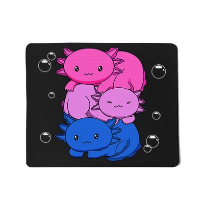 Kawaii Axolotl Pile Bisexual Pride Flag Bi LGBTQ  Mousepad