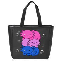 Kawaii Axolotl Pile Bisexual Pride Flag Bi LGBTQ  Zip Tote Bag