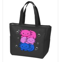 Kawaii Axolotl Pile Bisexual Pride Flag Bi LGBTQ  Zip Tote Bag