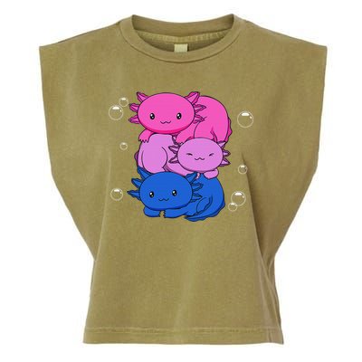 Kawaii Axolotl Pile Bisexual Pride Flag Bi LGBTQ  Garment-Dyed Women's Muscle Tee