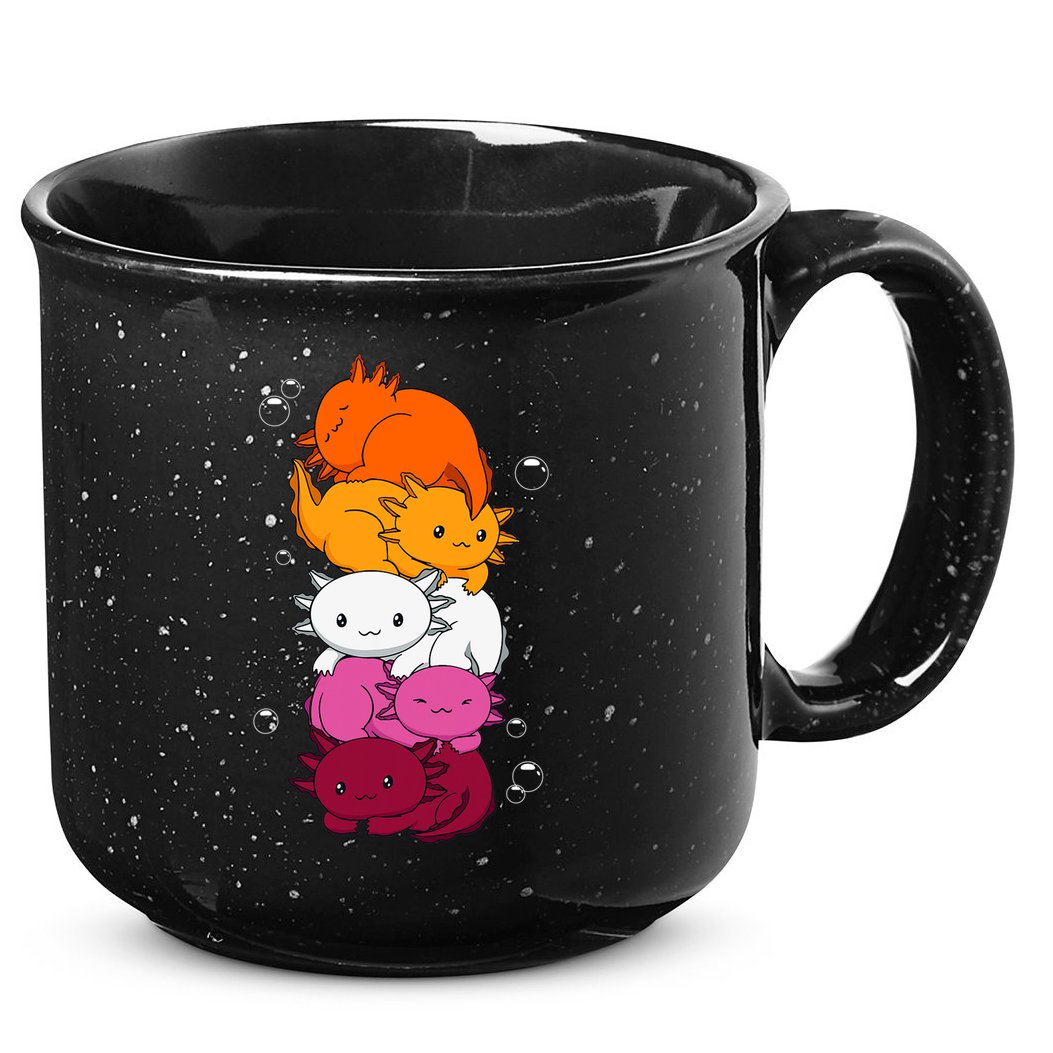 Kawaii Axolotl Pile Lesbian Pride Flag LGBTQ 15oz Campfire Ceramic Mug