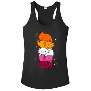 Kawaii Axolotl Pile Lesbian Pride Flag LGBTQ Ladies PosiCharge Competitor Racerback Tank