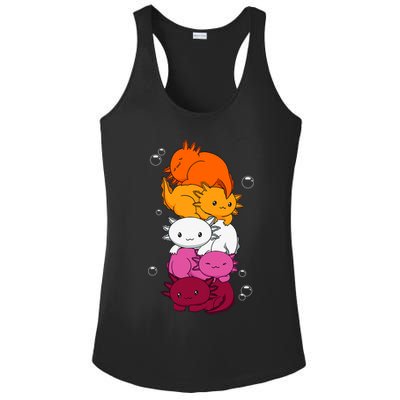 Kawaii Axolotl Pile Lesbian Pride Flag LGBTQ Ladies PosiCharge Competitor Racerback Tank