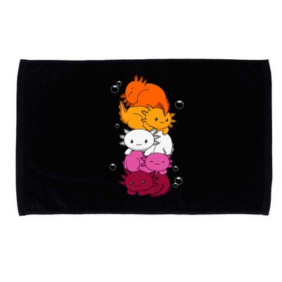 Kawaii Axolotl Pile Lesbian Pride Flag LGBTQ Microfiber Hand Towel