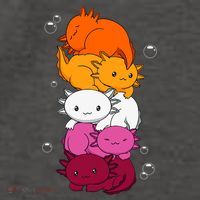 Kawaii Axolotl Pile Lesbian Pride Flag LGBTQ Vector Backpack