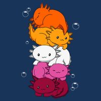 Kawaii Axolotl Pile Lesbian Pride Flag LGBTQ Cooling Performance Crew T-Shirt