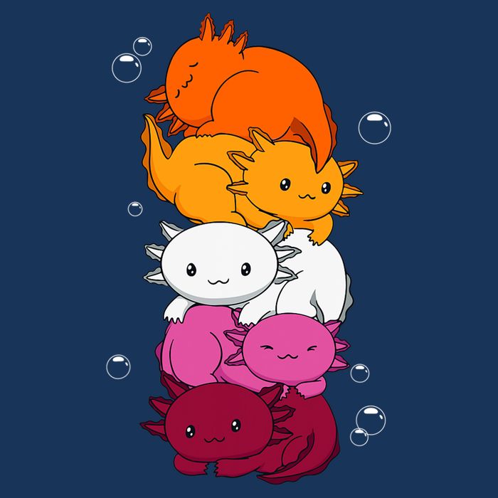 Kawaii Axolotl Pile Lesbian Pride Flag LGBTQ Cooling Performance Crew T-Shirt