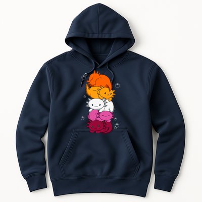 Kawaii Axolotl Pile Lesbian Pride Flag LGBTQ Hoodie