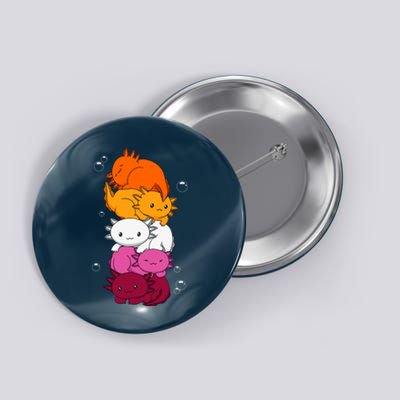 Kawaii Axolotl Pile Lesbian Pride Flag LGBTQ Button