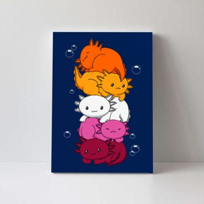 Kawaii Axolotl Pile Lesbian Pride Flag LGBTQ Canvas