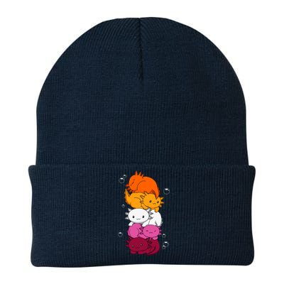 Kawaii Axolotl Pile Lesbian Pride Flag LGBTQ Knit Cap Winter Beanie