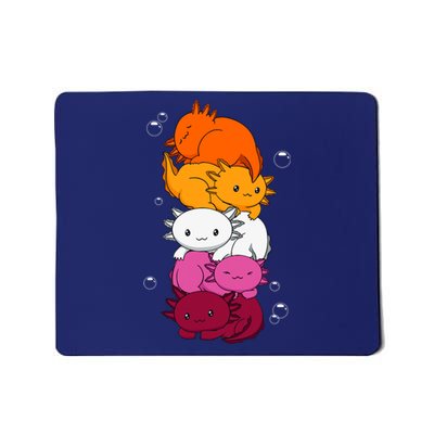 Kawaii Axolotl Pile Lesbian Pride Flag LGBTQ Mousepad