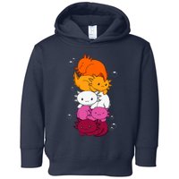 Kawaii Axolotl Pile Lesbian Pride Flag LGBTQ Toddler Hoodie