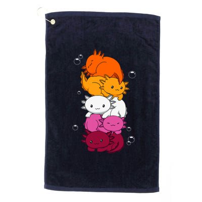 Kawaii Axolotl Pile Lesbian Pride Flag LGBTQ Platinum Collection Golf Towel