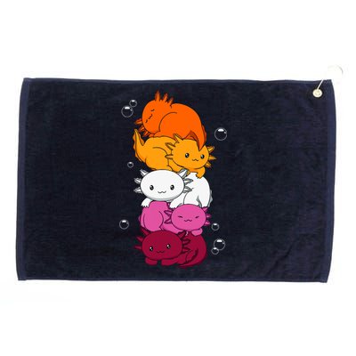 Kawaii Axolotl Pile Lesbian Pride Flag LGBTQ Grommeted Golf Towel