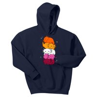 Kawaii Axolotl Pile Lesbian Pride Flag LGBTQ Kids Hoodie