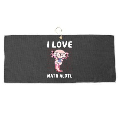 Kawaii Axolotl Pun Funny I Love Math Alotl Math Large Microfiber Waffle Golf Towel