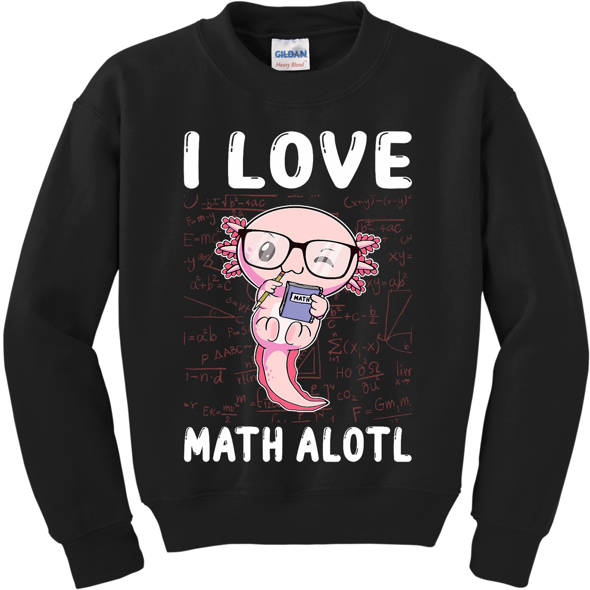 Kawaii Axolotl Pun Funny I Love Math Alotl Math Kids Sweatshirt