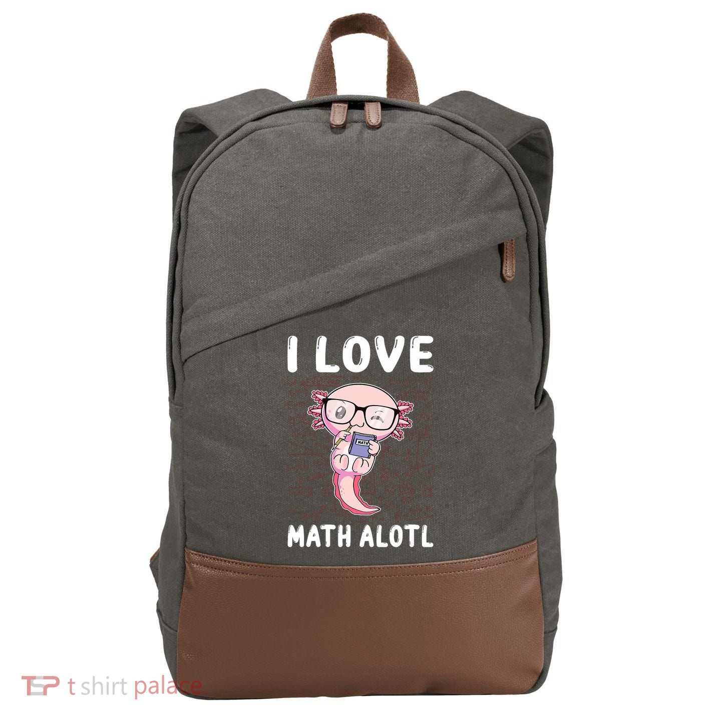 Kawaii Axolotl Pun Funny I Love Math Alotl Math Cotton Canvas Backpack