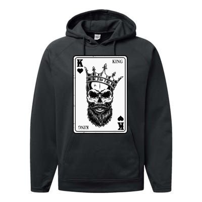 King And Queen Skull 22 Card Hearts Flush Couple Matching Performance Fleece Hoodie