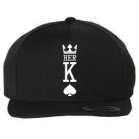 King And Queen Card 1 Of 2 Card Hearts Couple Matching Wool Snapback Cap