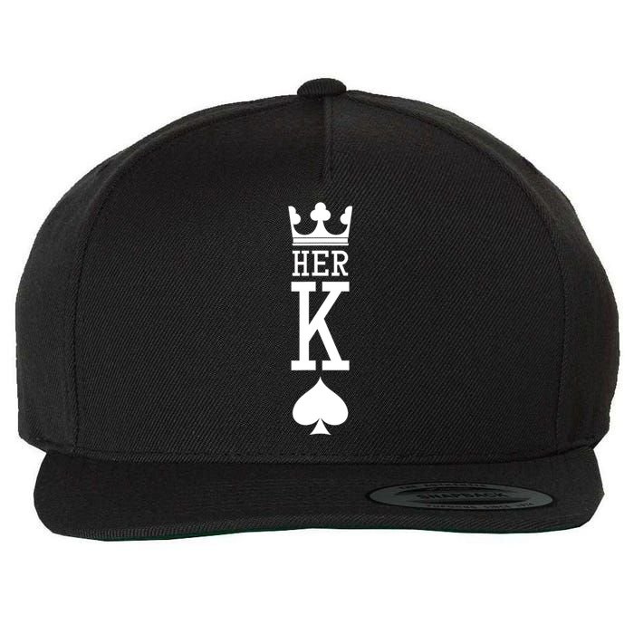 King And Queen Card 1 Of 2 Card Hearts Couple Matching Wool Snapback Cap