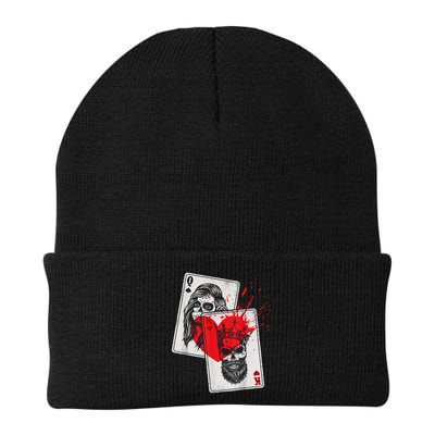 King And Queen Skull And Catrina Playing Cards Couple Beanie